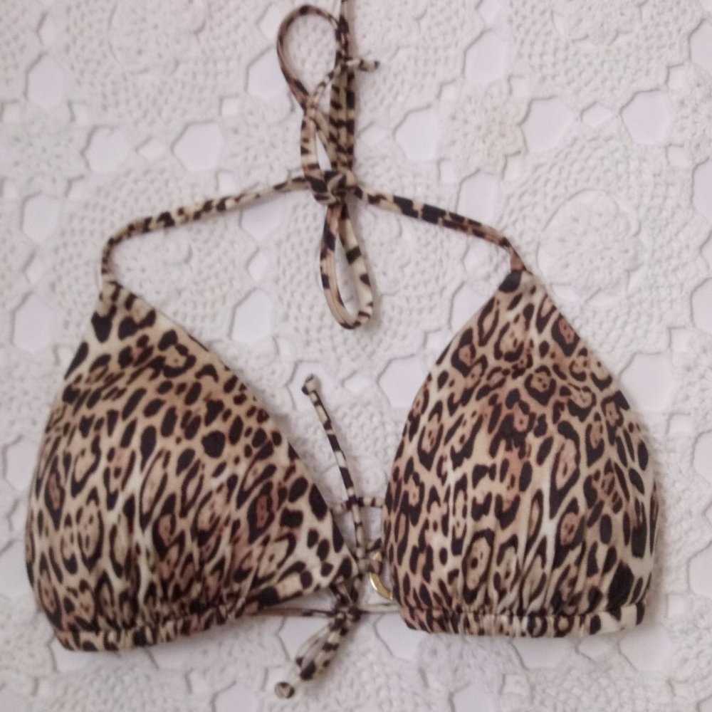 Victoria Secret L Leopard Bikini Top Triangle EUC